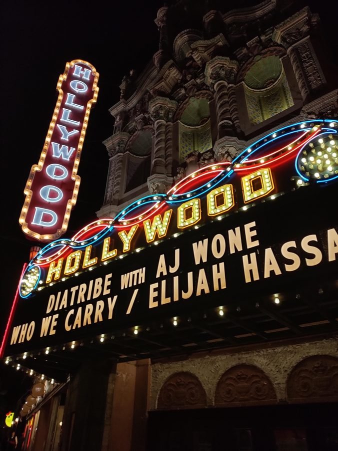 DiaTribe with AJ Wone — on the Hollywood Theatre marquee